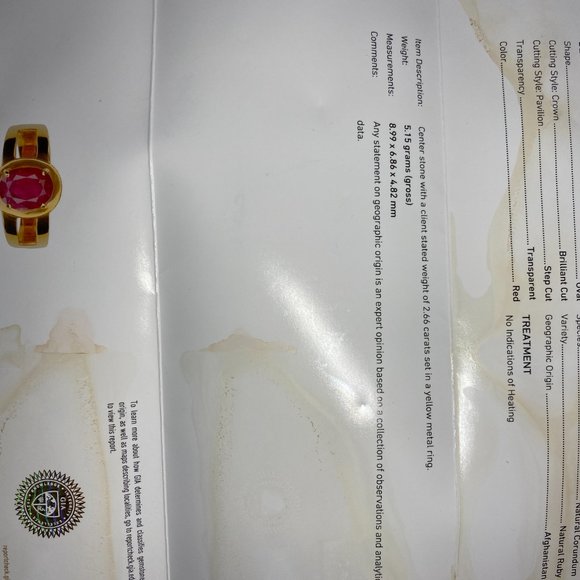 GIA Certified Ruby 2.66ct Solid 21K Gold Ring - Picture 9 of 9